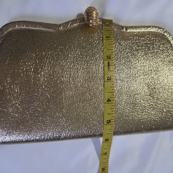 Vintage Gold Leather Frame Clutch Chain Strap Evening Bag Formal Wedding